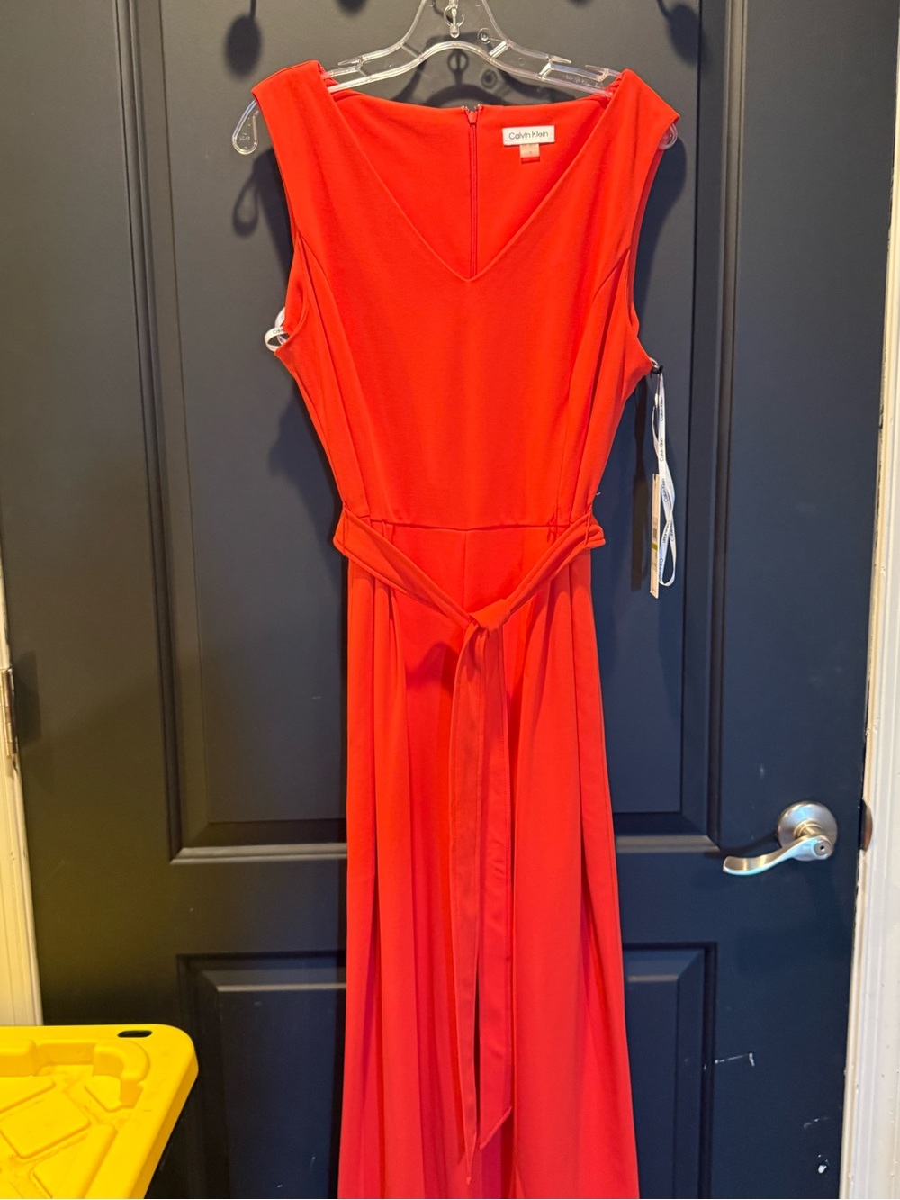 Calvin Klein Bright Orange V-Neck jumpsuit